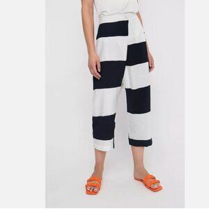 Ozai N Ku Lagenlook Cropped Cargo Pants in Black and White Combo Women's L
